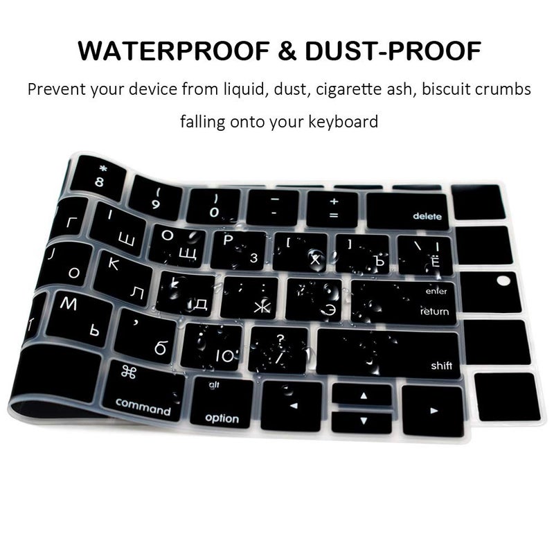 ProElife Ultra Thin Russian Keyboard Cover Skin for MacBook Pro 13 Inch 2022 2021 2020 (Apple M2 Chip/Apple M1 Chip A2338/A2289/A2251) and 2019 MacBook Pro 16 Inch (Model A2141) Protector (Black) - Image 3